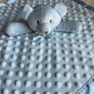 Pro Goleem Blue Plush Bear Lovey Security Blanket With Satin Trim